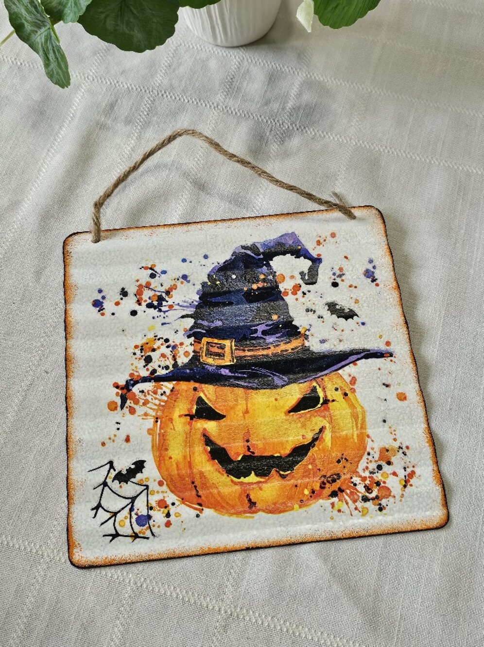 Handmade Halloween Pumpkin Haunted House Metal Hanging Decor